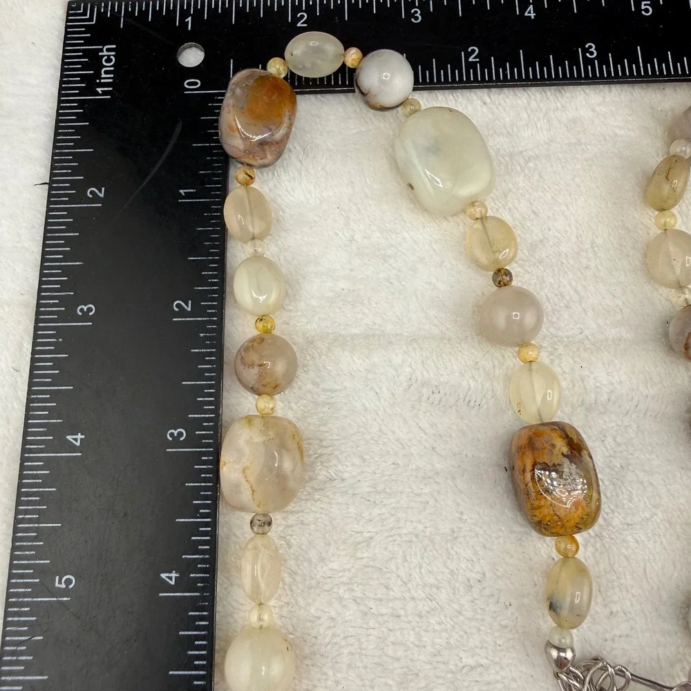 Vintage DTR Jay King Necklace Brown Agate Tumbled Bead Sterling Silver 925 30